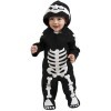RUBIES - Déguisement Enfant HALLOWEEN Officiel - Combinaison Noire Manches Longues avec Impression Squelette et Capuche - Tai