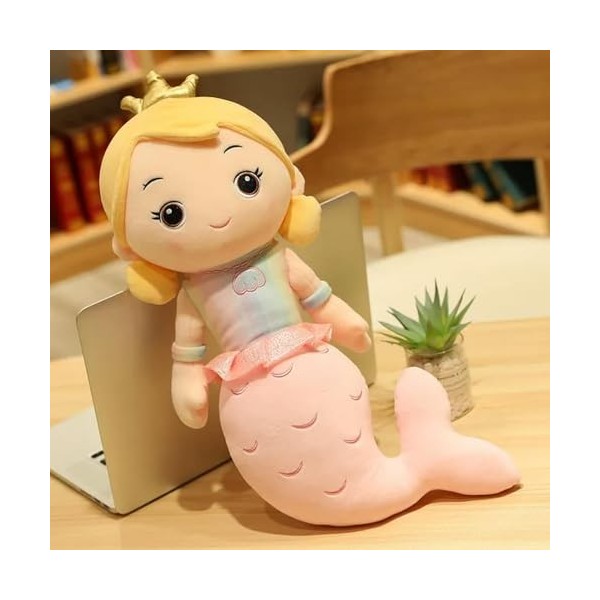 SaruEL Belle Couronne sirène Peluche Jouet Dessin animé en Peluche sirène poupée canapé Oreiller Mignon Enfants Fille Cadeau 