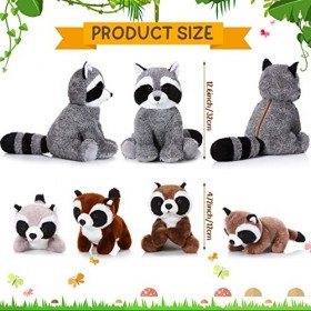 Harrycle 5 Pièces Animaux de Raton Laveur en Peluche 32 cm Maman Raton Laveur Adorable avec 4 Bébés Coons Mignons dans Son Ve