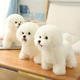 ZYKAA 38cm Simulation Chien Maltais en Peluche Animal en Peluche Réaliste Schnauzer Bichon Frise Jouet pour La Décoration Int