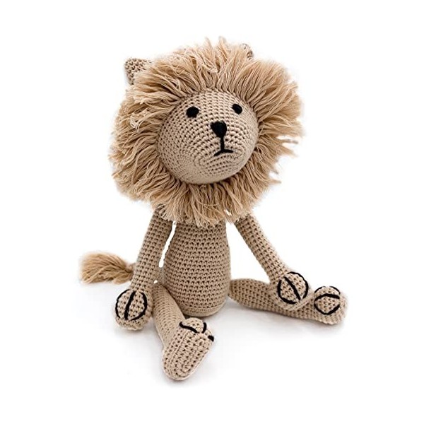 KURT HOME Leo le Lion Peluche en peluche faite à la main au crochet Idée cadeau pour bébé fille garçon pour naissance, baptêm