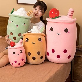 ISAKEN Bubble Tea Peluche Boba Doudou Poupées en peluche câlin Coussin thé au lait Poupée à thé doux Coussin pour enfants Jou