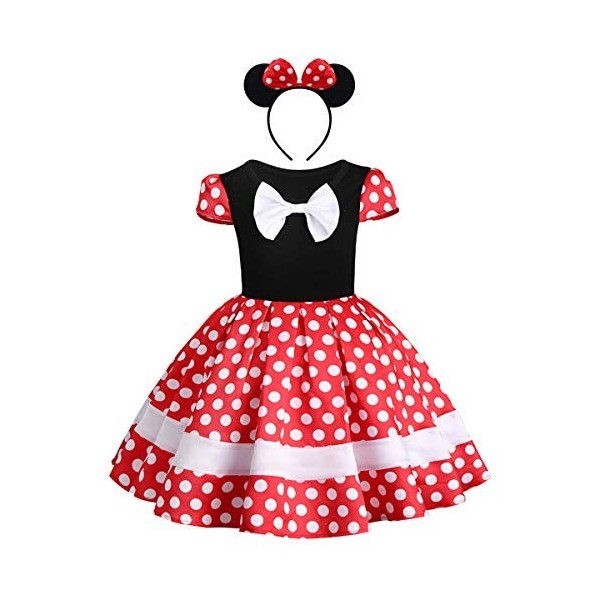 FYMNSI Enfant Bébé Fille Minnie Déguisement À Pois Princesse Robe avec Bowknot Bandeau Carnaval Cosplay Fête danniversaire H