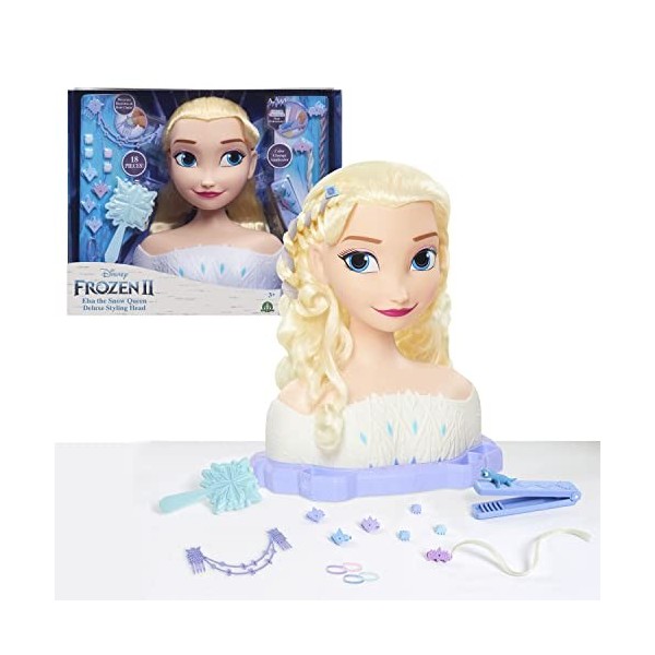 La Reine des Neiges, Elsa, Tête à Coiffer Deluxe, 18 Accessoires de Coiffure inclus, Jouet pour enfants dès 3 ans, Giochi Pre