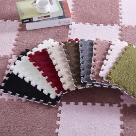 Tapis Emboîtables en Mousse Moquette, Tapis de Sol en Mousse de Puzzle en Peluche, imbriqués Dalles de Sol Fuzzy Peluche Zone