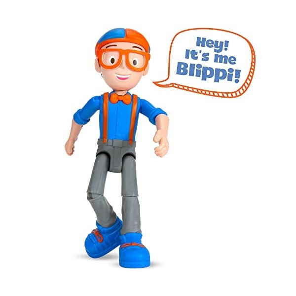Blippi Talking Figure, 9-inch Articulated Toy with 8 Sounds and Phrases, Poseable Figure Inspired by Popular Youtube Edutaine