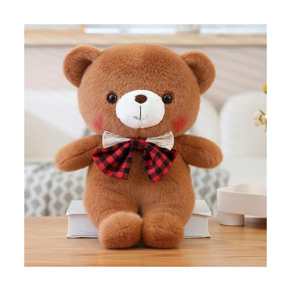 GagaLu Ours en Peluche à Fourrure de Haute qualité poupée en Peluche Super Mignon Noeud Ours en Peluche Oreiller Doux Cadeau