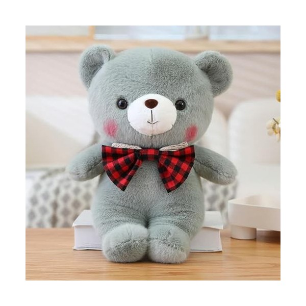 GagaLu Ours en Peluche à Fourrure de Haute qualité poupée en Peluche Super Mignon Noeud Ours en Peluche Oreiller Doux Cadeau
