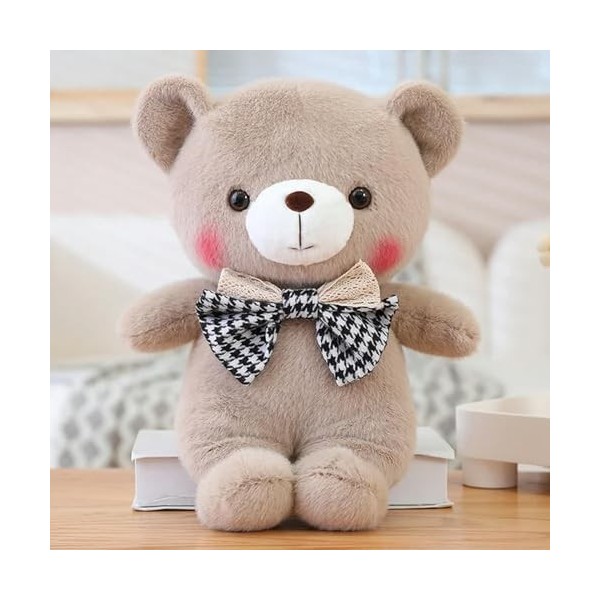 GagaLu Ours en Peluche à Fourrure de Haute qualité poupée en Peluche Super Mignon Noeud Ours en Peluche Oreiller Doux Cadeau 