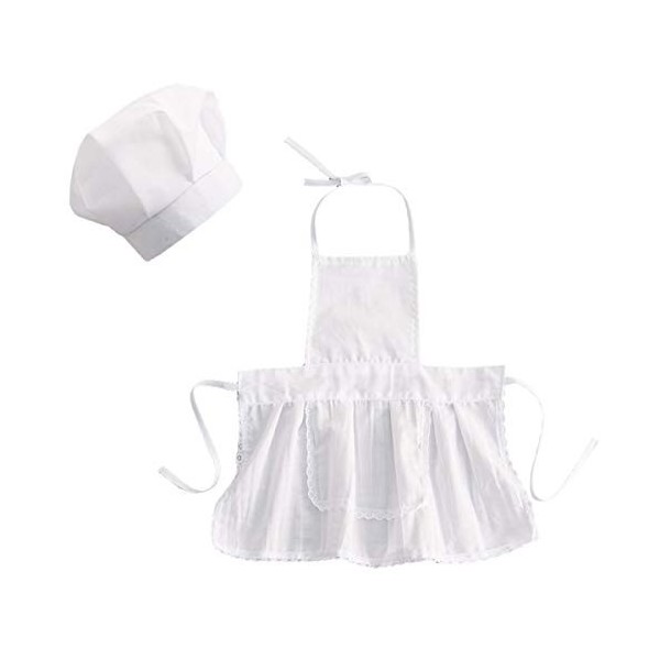 Ensemble de costumes de chef bébé, Costume de chef cuisinier pour nouveau-né Chapeau + tablier pour photos de bébé