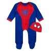 Marvel Grenouillere Bebe | Ensemble Grenouillère et Bonnet Spiderman | Pyjama Bebe pour Garcons - Bleu - 6-9 Mois