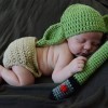 Tenue de photographie pour bébé, costume de bébé en crochet fait à la main Yoda chapeau pour nouveau-né