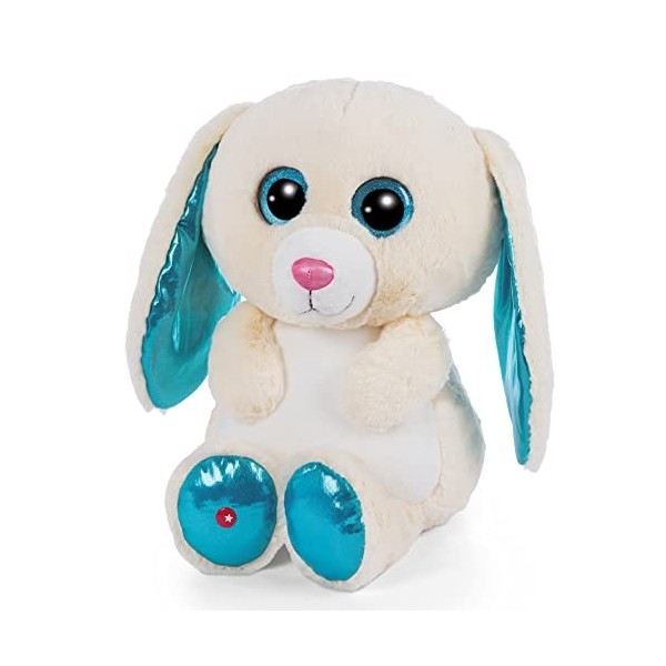 NICI- Hasen L’Originale – Glubschis Wolli-Dot 45cm – Peluches Lapins avec de Grands Yeux Scintillants – Jouets Douillets – Do