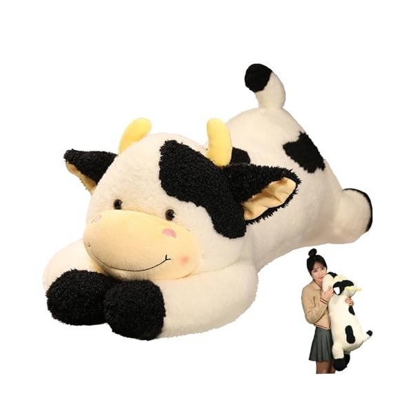 Wedhapy Oreiller lesté en Peluche de Vache, Jouet en Peluche de Vache, 35 Pouces, Grand Oreiller de câlin en Peluche lesté av