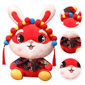 Toyvian 3 Pièces Année De Lapin Poupée en Peluche Poupées De Lapin du Zodiaque Lapin en Peluche Poupée Mascotte du Nouvel an 