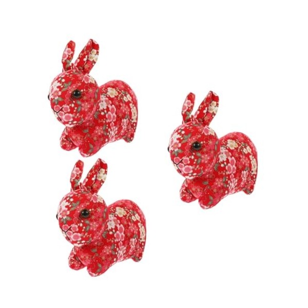 Toyvian 3 Pièces Mascotte De Lannée du Lapin Jouets danimaux Décoration Dintérieur Jouets Animaux Décor Chinois Jouet pour