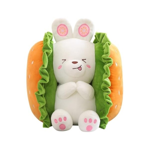 URFEDA Peluches Burger Jouets en Peluche Kawaii 3D Simulation Lapin Hamburger Coussin en Peluche Oreiller en Peluche Doux et 