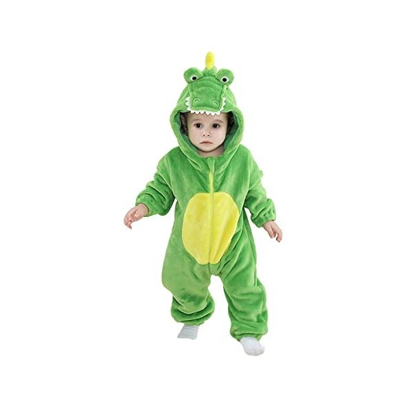 LOLANTA Bébé Deguisement Crocodile, Animal Alligator Combinaison en Flanelle à Capuche Enfant