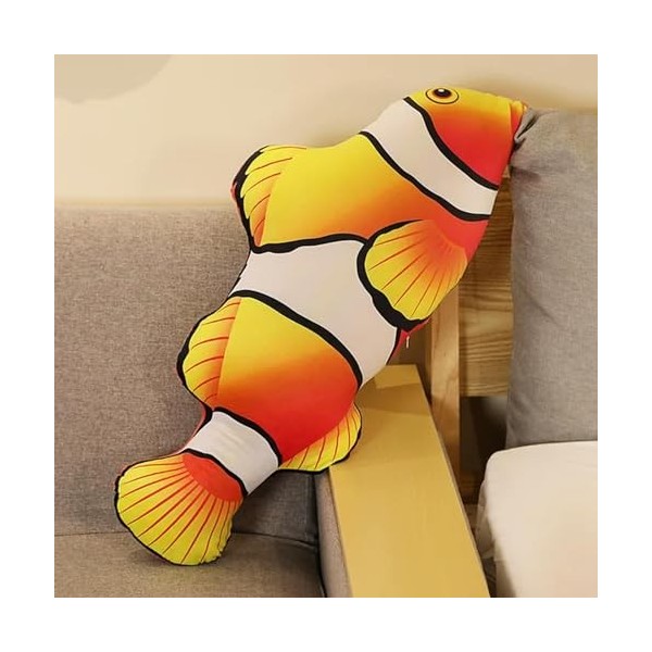 PaMut 3D Poisson-Clown Poisson réaliste Jouet en Peluche Doux Poisson Rouge en Peluche canapé Oreiller Cadeau créatif décorat