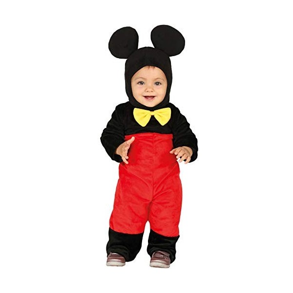 Guirca 88375 Déguisement Mickey pour Bébé 12-18 Mois, Noir et Rouge, 88375