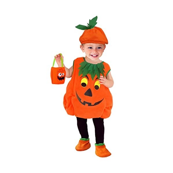 NA Déguisement Petite Citrouille Bébé Enfant Costume Halloween Cosplay pour Fille Garçon Carnaval Fête Spectacle 18-24mois,