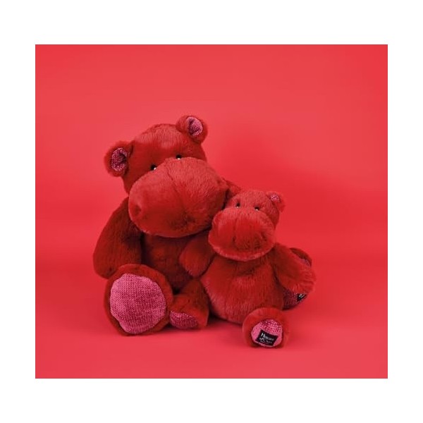 Histoire dOurs - Peluche Hippopotame - HipKiss - Rouge - 40 Cm - Grande Peluche Douce et Mignonne pour les Calins - Idée Ca