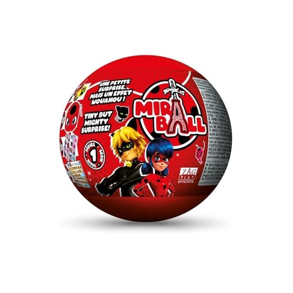 Miraculous Ladybug, Jouet de Collection Capsule 4-1,Miraball Surprise : Kwami Peluche Extensible,Boule en métal à limage des