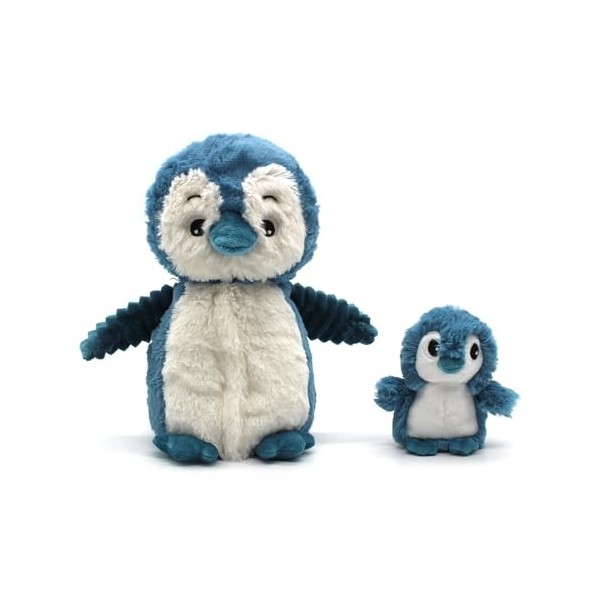 Les Déglingos Les Ptipotos by Glissou Le Pingouin Maman bébé – Peluche Toute Douce – Idéal Cadeau Naissance - Bleu – 16 cm