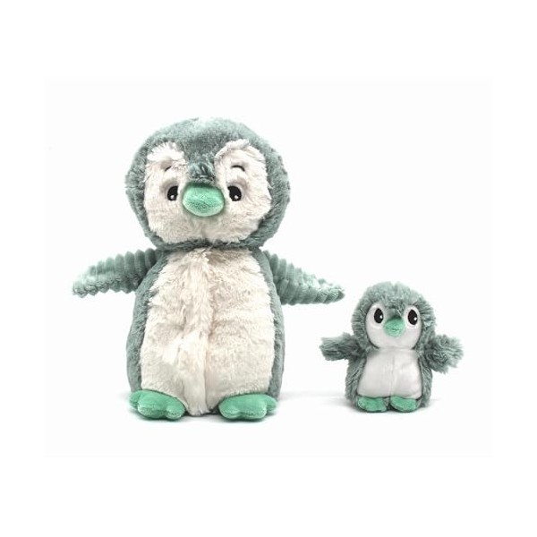 Les Déglingos Les Ptipotos by Glissou Le Pingouin Maman bébé – Peluche Toute Douce – Idéal Cadeau Naissance - Bleu – 16 cm