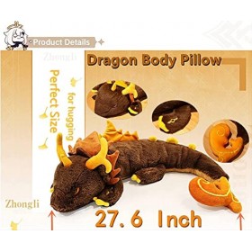 Ensemble Peluche Genshin Impact Zhong Li Dragon 70CM Oreiller Câlin Et Porte-clés Mignon Kawaii Zhongli Animal en Peluche Dou