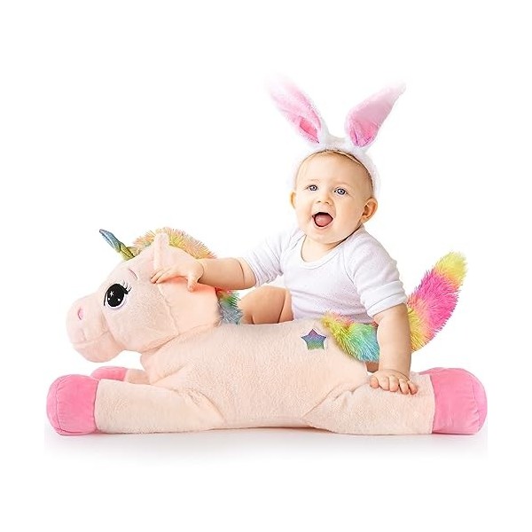 MorisMos 60cm Peluche Licorne Beige pour Filles, Licorne Jouet Peluche Douce Câlin, Animaux en Peluche Licorne Mignonne pour 