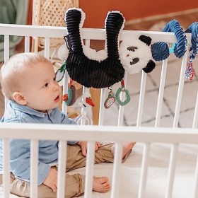 Les Déglingos - Peluche DACTIVITES ROTOTOS Le Panda - Noir - Jouet déveil pour bébé - Idée Cadeau - Dès la Naissance - 41cm