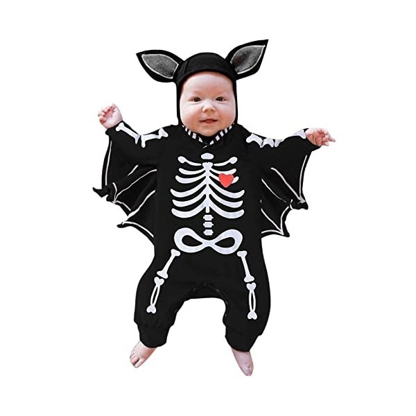 JLOR Déguisement Petite Citrouille Costume Halloween pour Bébé Garçon Fille Ensemble Combinaison à Manches Longues Chapeau et