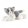 Anima Peluche Chat Gris/Blanc Couché 30cmL