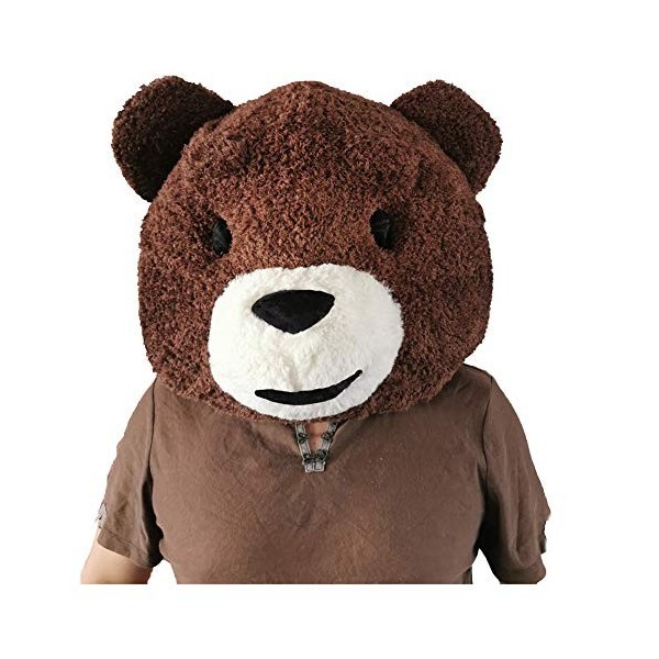 MatGui Masque en peluche pour déguisement dours en peluche, café, Large