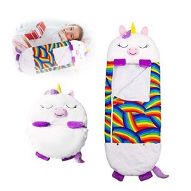 Sac de Couchage et Oreiller de Jeu pour Enfants Sac de Couchage Licorne Amusant 2 en 1 Sac de Couchage Dessin Animé Pliable S