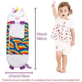 Sac de Couchage et Oreiller de Jeu pour Enfants Sac de Couchage Licorne Amusant 2 en 1 Sac de Couchage Dessin Animé Pliable S