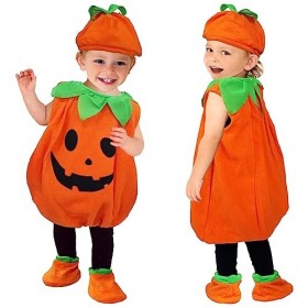 LYSTAO Déguisement de citrouille dHalloween pour tout-petits avec rembourrage en coton, mignon petit costume dHalloween pou