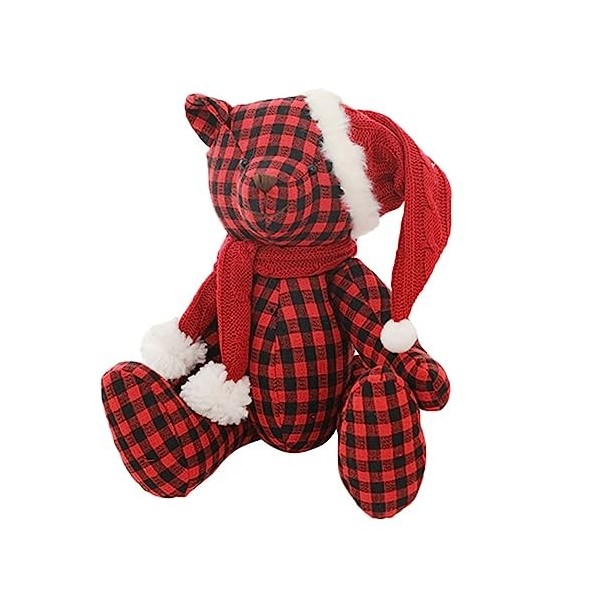 DIKACA 1 PC Ours À Carreaux Ours De Noël Petits Animaux en Peluche Ours en Vrac Animaux en Peluche Jouets en Peluche De Noël 