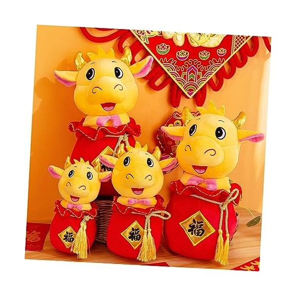 Totority 3 Pièces Année du Bœuf Poupée en Peluche Poupée Jouets en Peluche Figurine en Peluche Jouets Cadeaux De Noël en Pelu