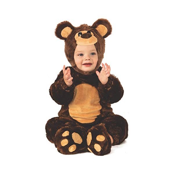 Rubies Costume dourson Teddy pour garçon et fille taille bébé 1 à 2 ans Combinaison marron avec bonnet pour Halloween, Noël,