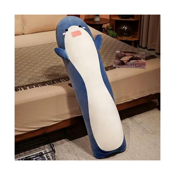 NOpinz Requin Mignon en Peluche Long Oreiller Jouet en Peluche Bande dessinée Poisson Tapis poupée Oreiller Cadeau d’Annivers