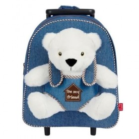 PERLETTI Trolley + Peluche Ours Perry 38 cm, Multicolore, Taille Unique Mixte