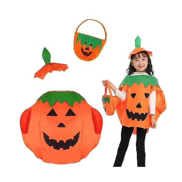 AIXIMA Halloween Costume De Citrouille Pour Enfants,Costume Citrouille,With A Pumpkin Basket And A Hat For,Pour Les Costumes 