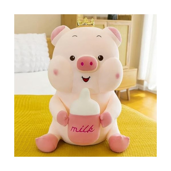 EacTEL Bouteille de Lait Cochon Peluche Jouet en Duvet Coton Peluche poupée Cadeau d’Anniversaire Oreiller décoration poupée