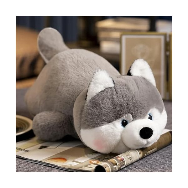 SaruEL Husky Peluche Oreiller Huskie en Peluche Animal Jouet Kawaii Chiot Coussin pour Enfants Saint Valentin Noël Filles Cad