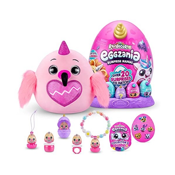 Rainbocorns Eggzania Mania Flamant Rose Peluche Surprise pour Animal de Compagnie à Collectionner, 9258H-S002