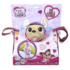Simba, Chichi Chi Love Grand Tour Chien en Peluche Chihuahua avec Casque dans Un Sac de Transport Cool pour vélo ou Guidon de