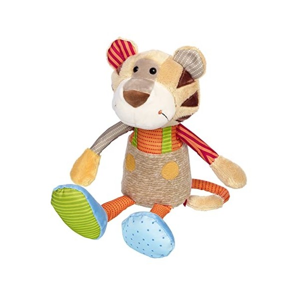 Sigikid 42852 Peluche Tiger Patchwork Sweety Doudou à Jouer et à câliner en mélange de matériaux Doux pour bébés et Enfants, 