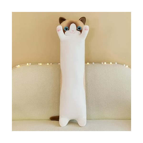 Giant Long Cat Plush Pillow Kawaii Soft Stuffed Toy Plushies Squishy Sofa Cushion Decor Birthday Gifts for Boys Grey 110cm 8
